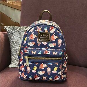 Disney Loungefly Dwarf Print Navy Backpack